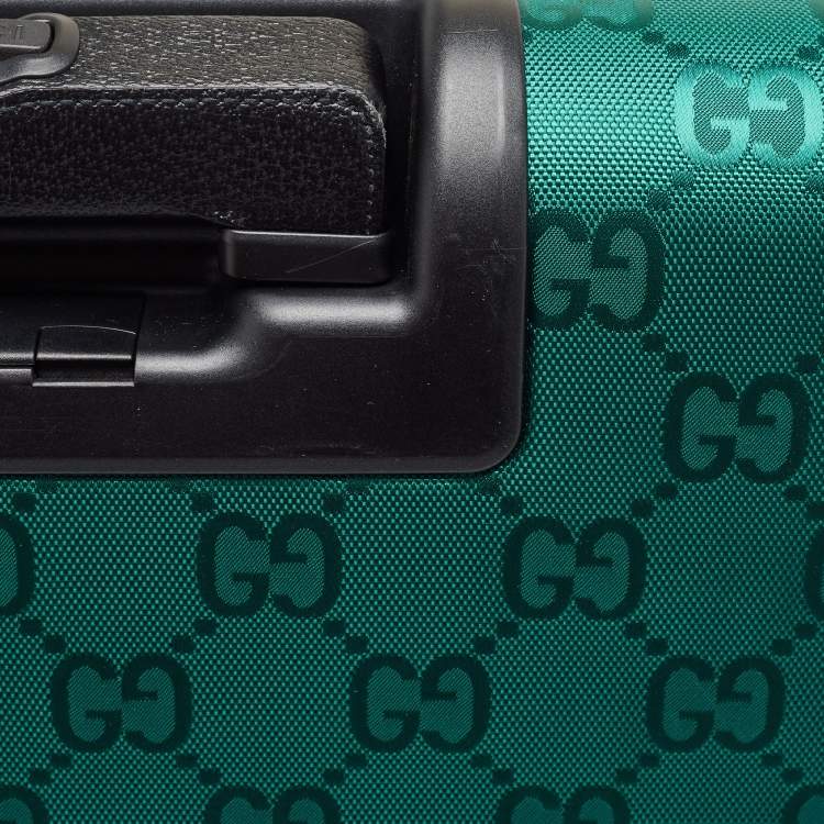 Pre Owned Gucci Green/Black GG Nylon and Leather Small Off The Grid Trolley