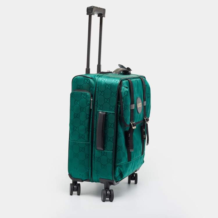 Pre Owned Gucci Green/Black GG Nylon and Leather Small Off The Grid Trolley