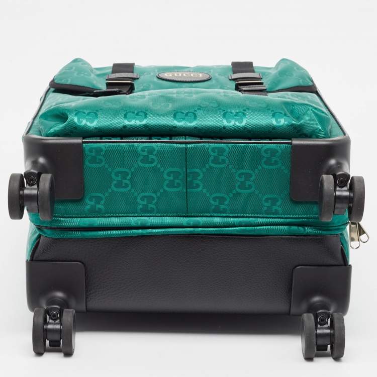 Pre Owned Gucci Green/Black GG Nylon and Leather Small Off The Grid Trolley