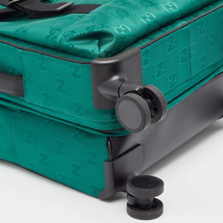 Pre Owned Gucci Green/Black GG Nylon and Leather Small Off The Grid Trolley