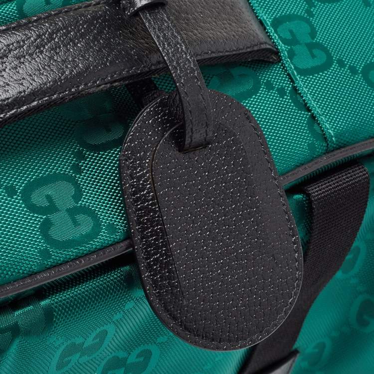 Pre Owned Gucci Green/Black GG Nylon and Leather Small Off The Grid Trolley