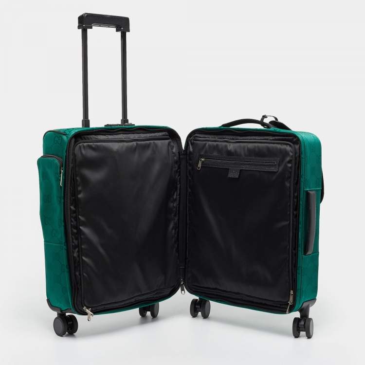 Pre Owned Gucci Green/Black GG Nylon and Leather Small Off The Grid Trolley