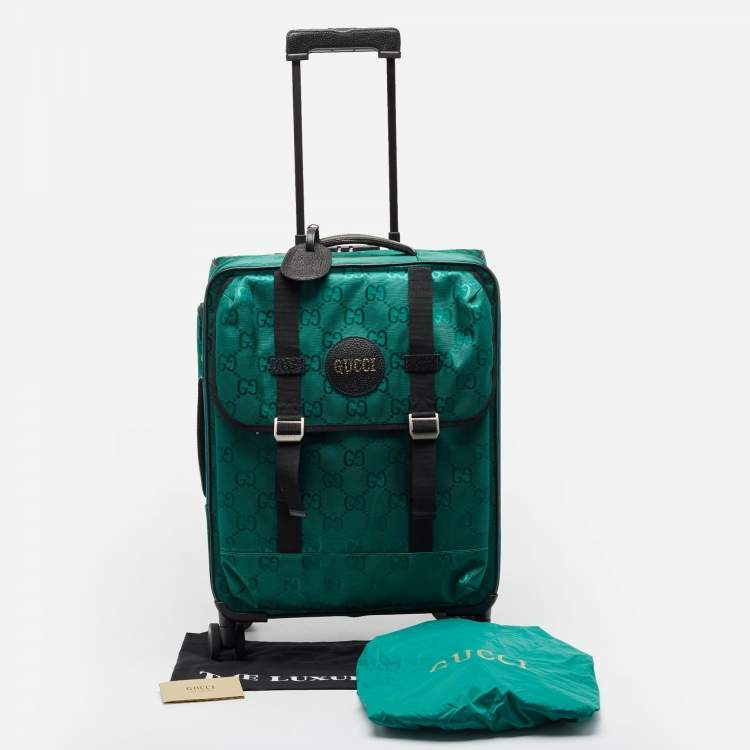 Pre Owned Gucci Green/Black GG Nylon and Leather Small Off The Grid Trolley