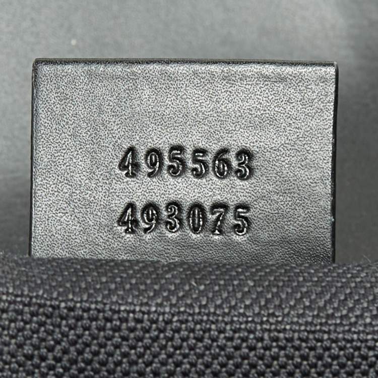 Pre Owned Gucci Black/Grey GG Supreme Canvas And Leather Drawstring Backpack