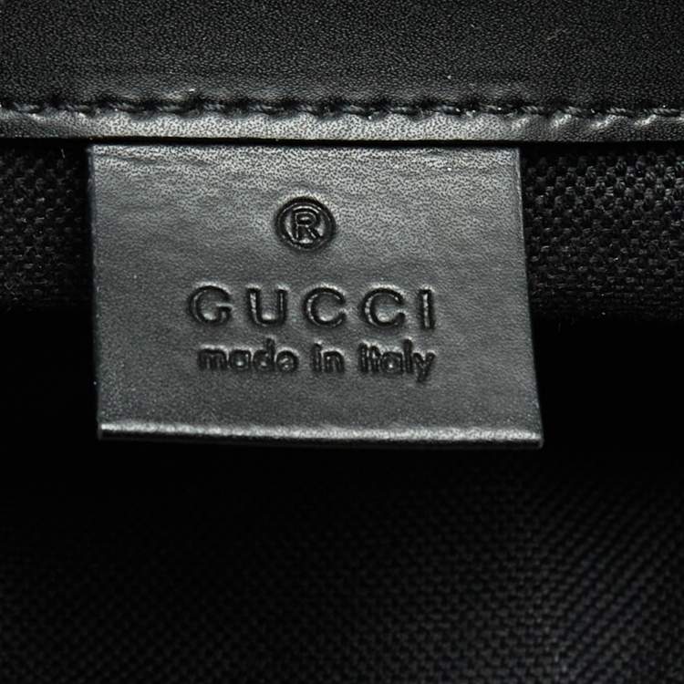 Pre Owned Gucci Black/Grey GG Supreme Canvas And Leather Drawstring Backpack