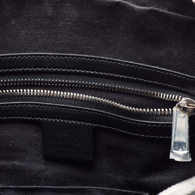 Pre Owned Gucci Black/Grey GG Supreme Canvas and Leather Briefcase Bag
