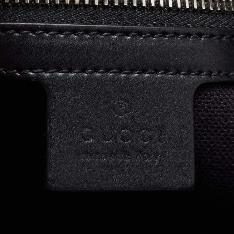 Pre Owned Gucci Black/Grey GG Supreme Canvas and Leather Briefcase Bag
