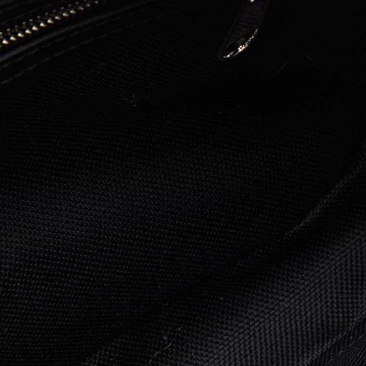 Pre Owned Gucci Black/Grey GG Supreme Canvas and Leather Wristlet Pouch
