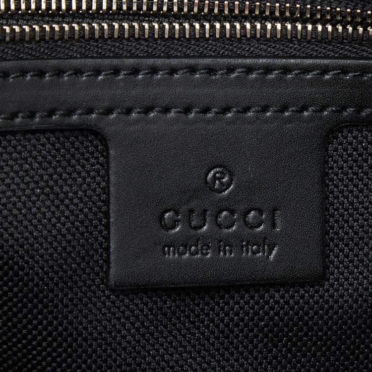 Pre Owned Gucci Black/Grey GG Supreme Canvas and Leather Wristlet Pouch