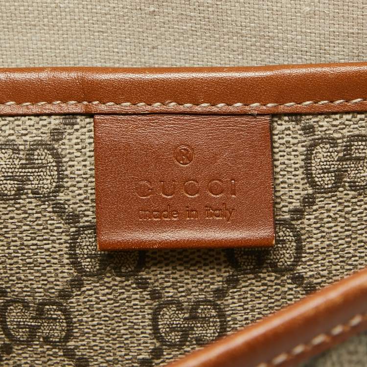 Pre Owned Gucci Beige/Brown GG Supreme Canvas And Leather Messenger Bag