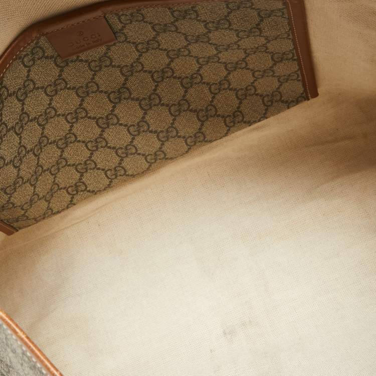 Pre Owned Gucci Beige/Brown GG Supreme Canvas And Leather Messenger Bag