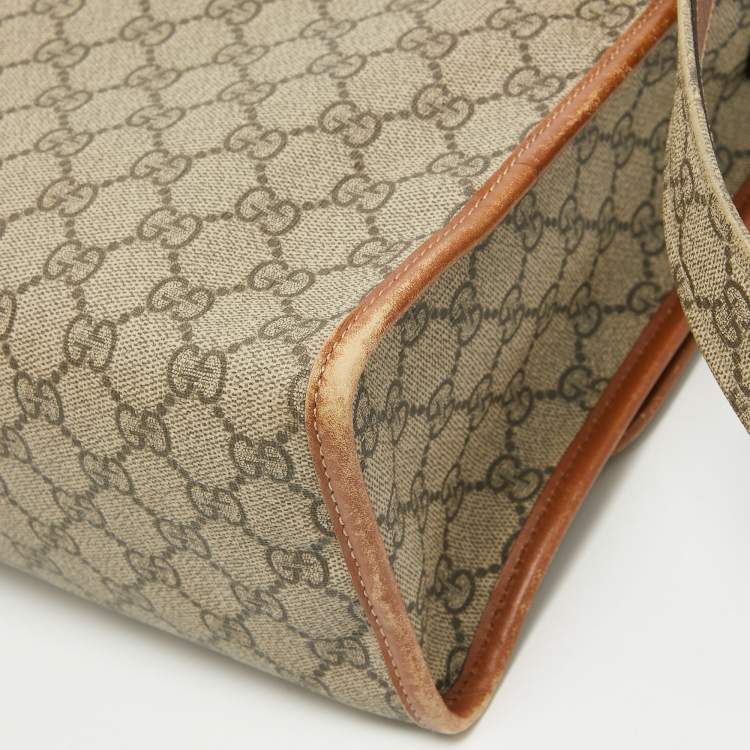 Pre Owned Gucci Beige/Brown GG Supreme Canvas And Leather Messenger Bag