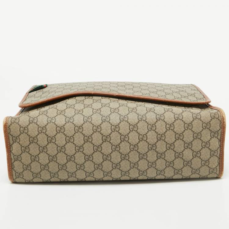Pre Owned Gucci Beige/Brown GG Supreme Canvas And Leather Messenger Bag