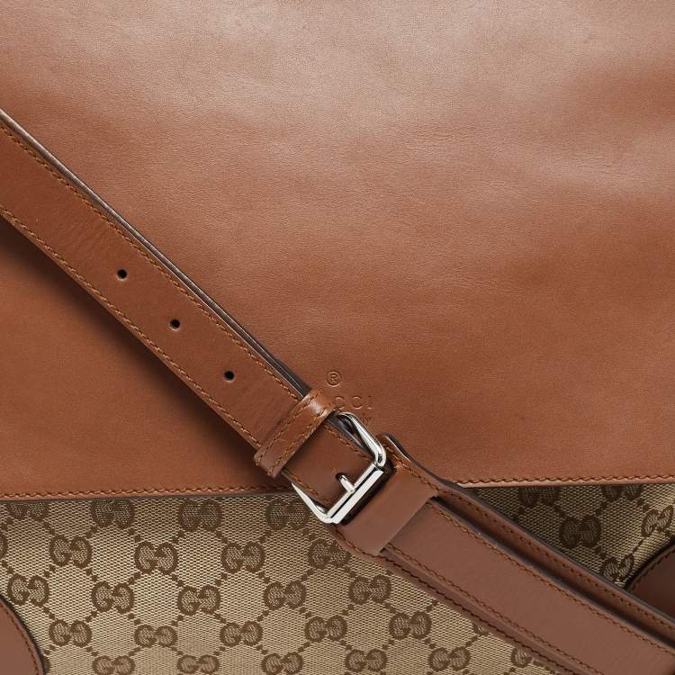 مملوكة مسبقًا Gucci Brown/Beige GG Canvas and Leather Messenger Bag