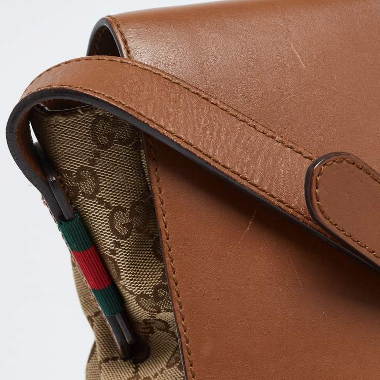 مملوكة مسبقًا Gucci Brown/Beige GG Canvas and Leather Messenger Bag