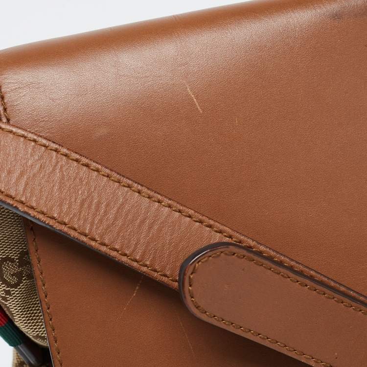 مملوكة مسبقًا Gucci Brown/Beige GG Canvas and Leather Messenger Bag