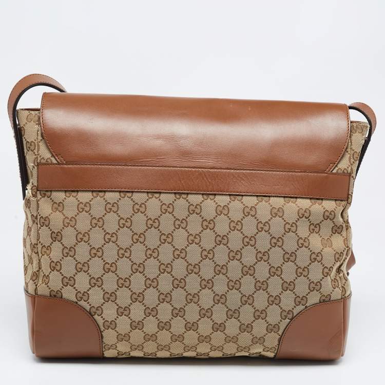 مملوكة مسبقًا Gucci Brown/Beige GG Canvas and Leather Messenger Bag