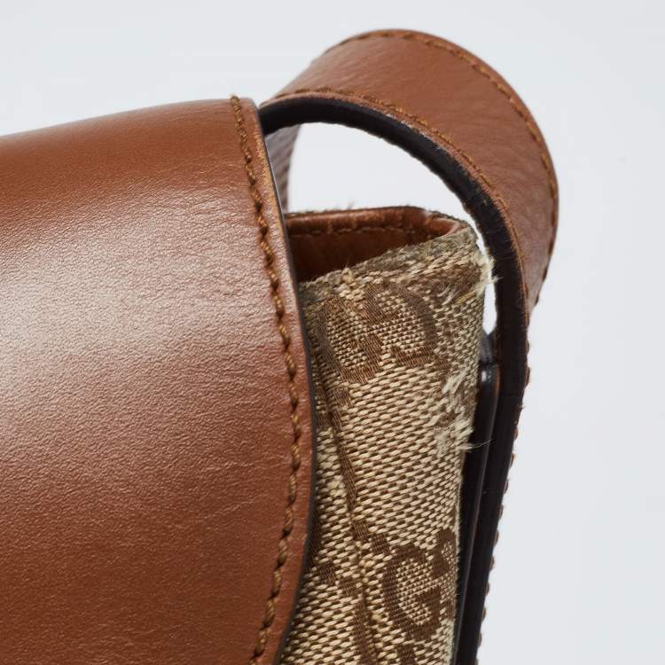 مملوكة مسبقًا Gucci Brown/Beige GG Canvas and Leather Messenger Bag