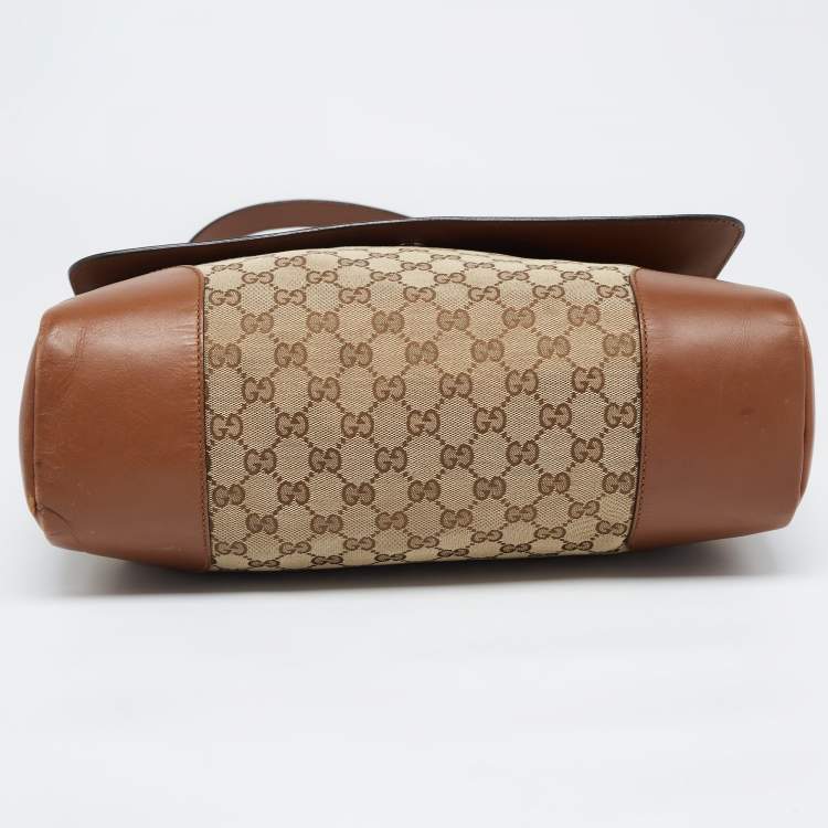 مملوكة مسبقًا Gucci Brown/Beige GG Canvas and Leather Messenger Bag