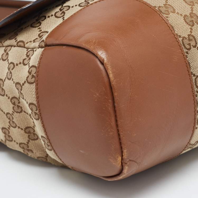 مملوكة مسبقًا Gucci Brown/Beige GG Canvas and Leather Messenger Bag