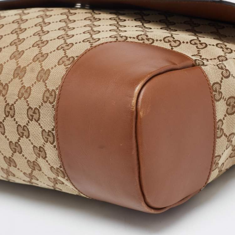 مملوكة مسبقًا Gucci Brown/Beige GG Canvas and Leather Messenger Bag