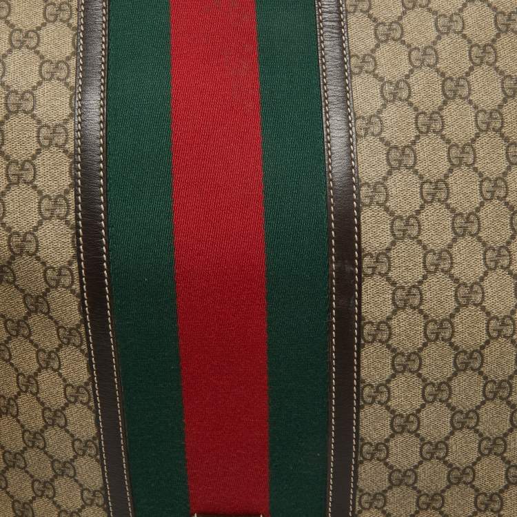 Pre Owned Gucci Brown/Beige GG Supreme Canvas and Leather Web Messenger Bag