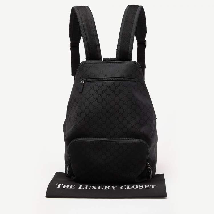 Pre Owned Gucci Black GG Nylon Backpack