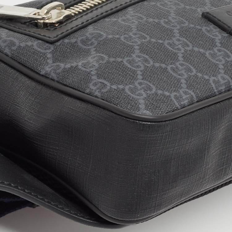 Pre Owned Gucci Black GG Supreme Canvas and Leather Belt Bag
