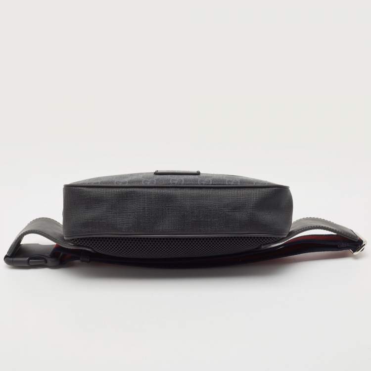 Pre Owned Gucci Black GG Supreme Canvas and Leather Belt Bag