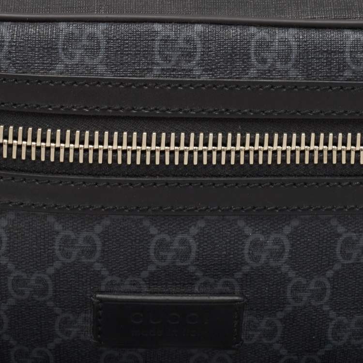 Pre Owned Gucci Black GG Supreme Canvas and Leather Belt Bag