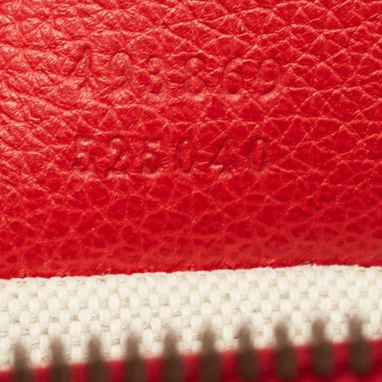 Pre Owned Gucci Red Leather Logo Web Belt Bag