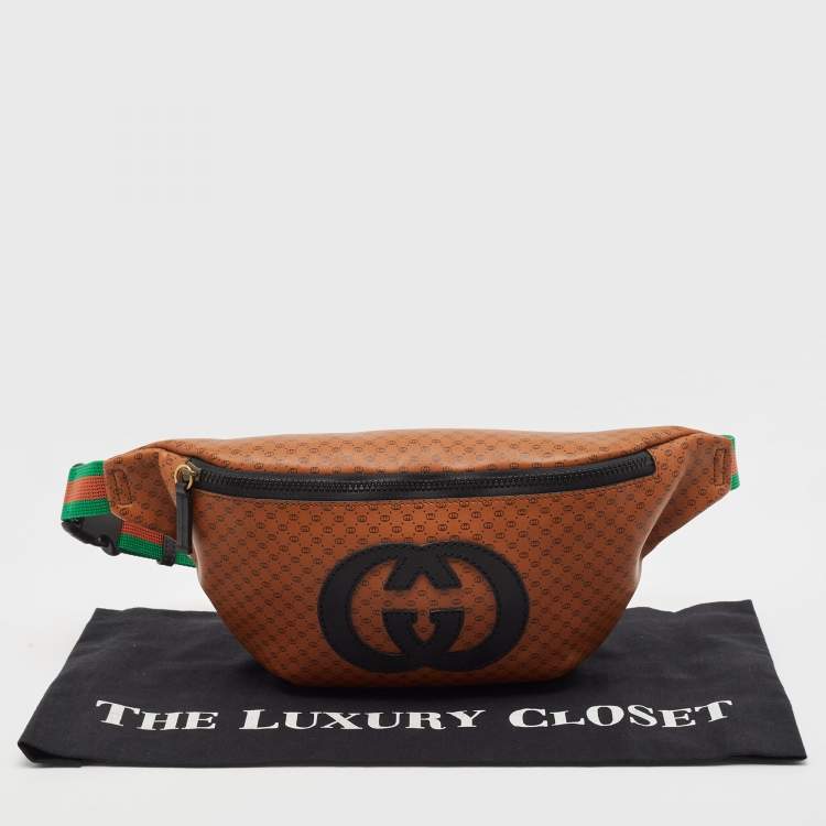 مملوكة مسبقًا Gucci X Dapper Dan Brown Micro GG Leather Logo Belt Bag