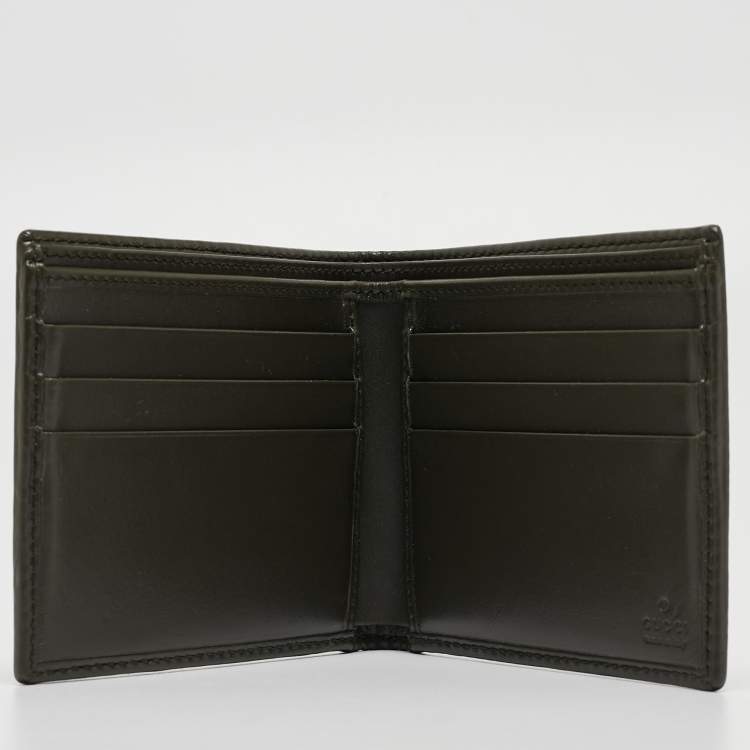 Pre Owned Gucci Military Green GG Imprime Canvas Bifold Wallet