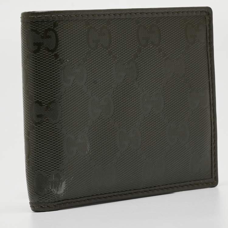 Pre Owned Gucci Military Green GG Imprime Canvas Bifold Wallet