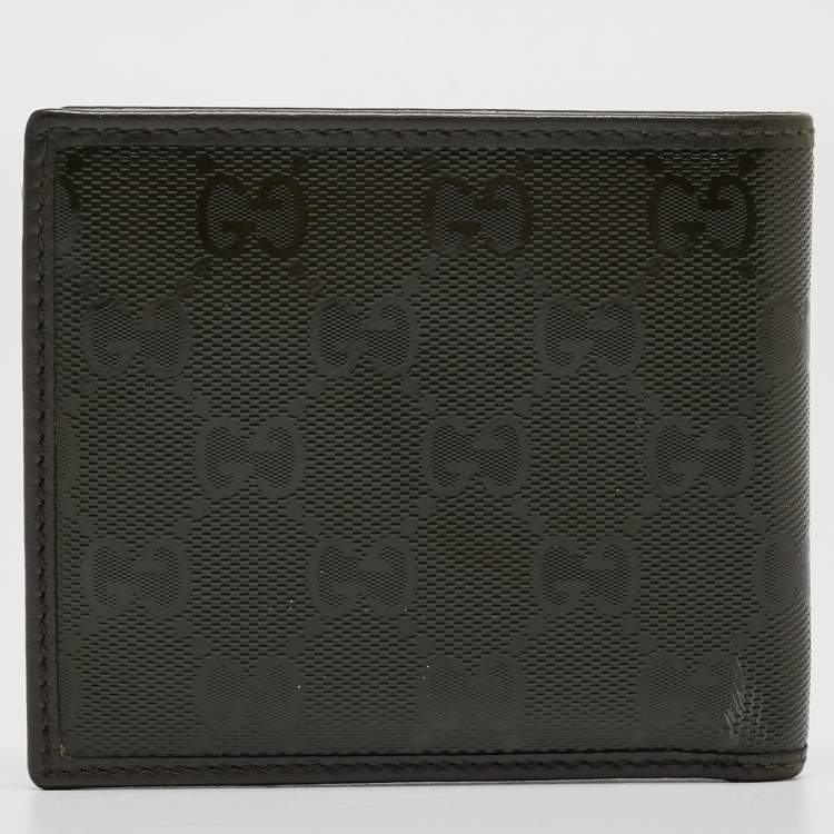 Pre Owned Gucci Military Green GG Imprime Canvas Bifold Wallet