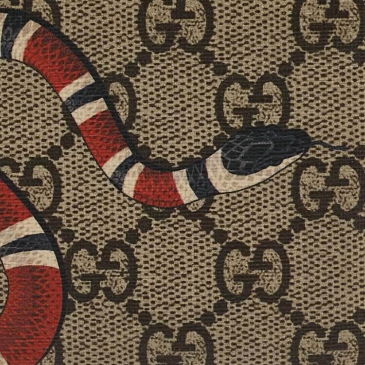 Pre Owned Gucci Beige GG Supreme Canvas Kingsnake Print Bifold Wallet