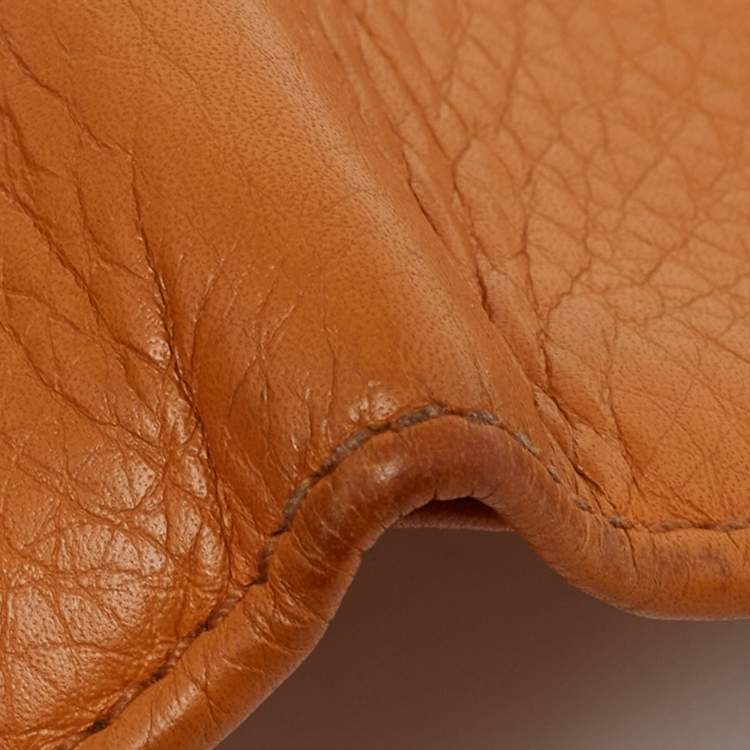 Pre Owned Gucci Orange Leather Interlocking G Bifold Wallet