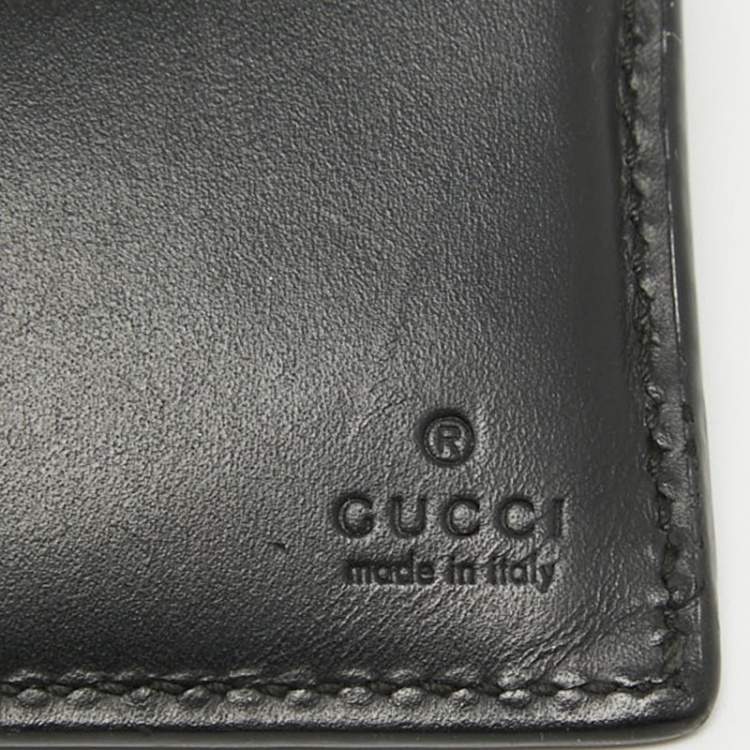 Pre Owned Gucci Black Guccissima Leather Interlocking G Bifold Wallet