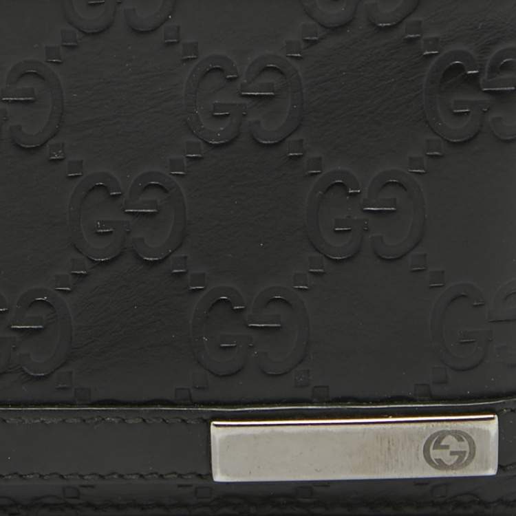 Pre Owned Gucci Black Guccissima Leather Interlocking G Bifold Wallet