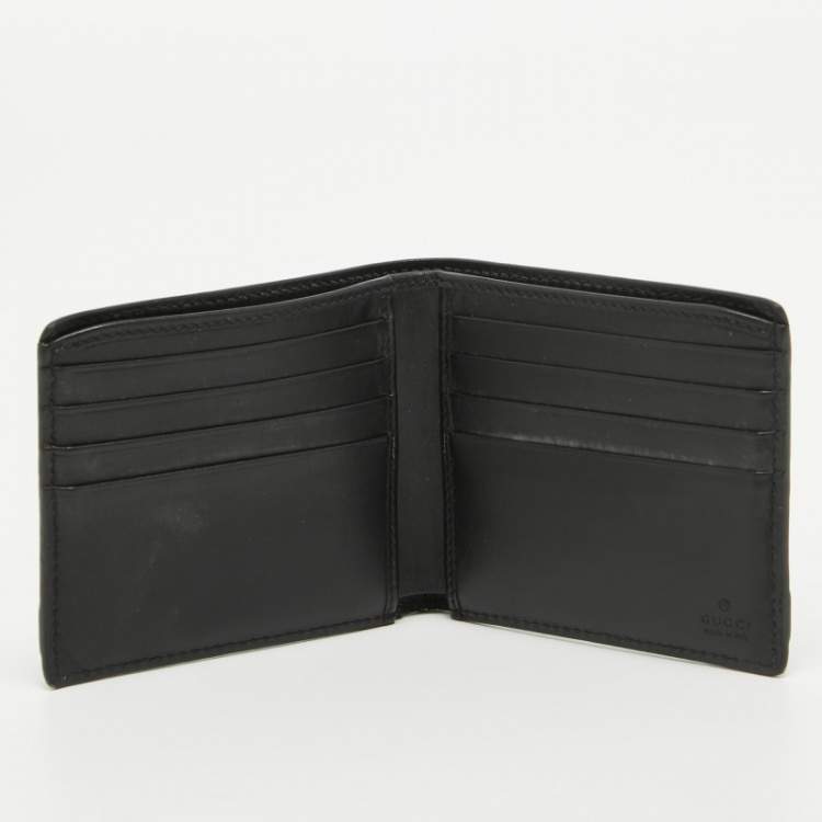 Pre Owned Gucci Black Guccissima Leather Interlocking G Bifold Wallet