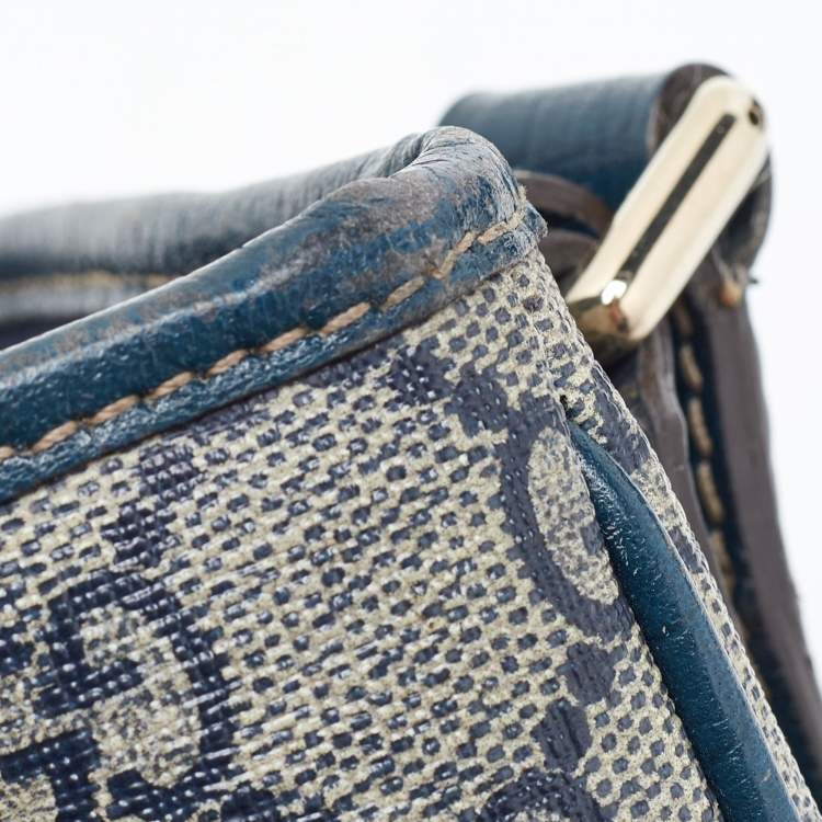 Pre Owned Gucci Beige/Blue GG Supreme Canvas and Leather Messenger Bag