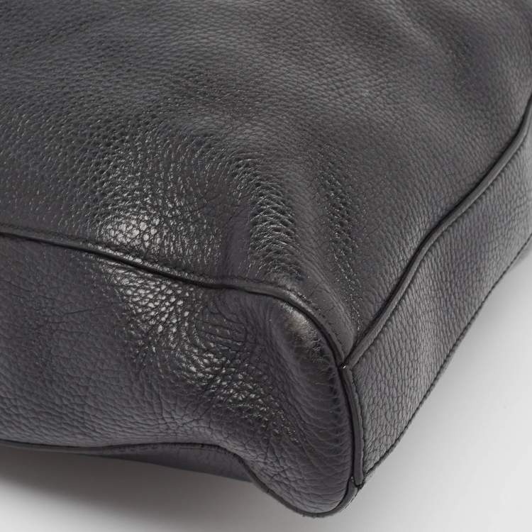Pre Owned Gucci Black Leather Briefcase Bag
