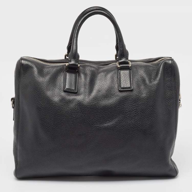 Pre Owned Gucci Black Leather Briefcase Bag