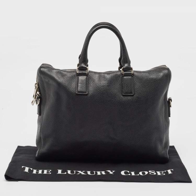 Pre Owned Gucci Black Leather Briefcase Bag