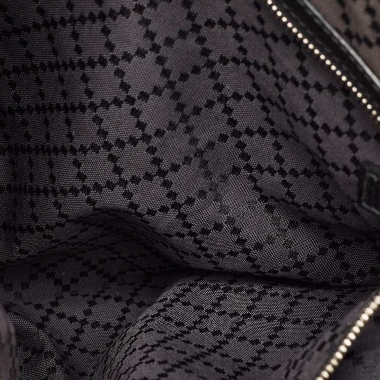 Pre Owned Gucci Black Leather Briefcase Bag