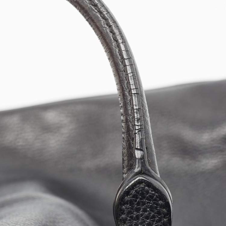 Pre Owned Gucci Black Leather Briefcase Bag