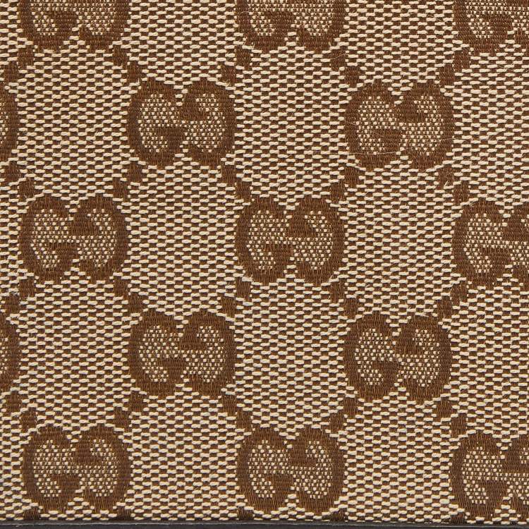 Pre Owned Gucci Beige/Brown GG Canvas and Leather Bifold Wallet