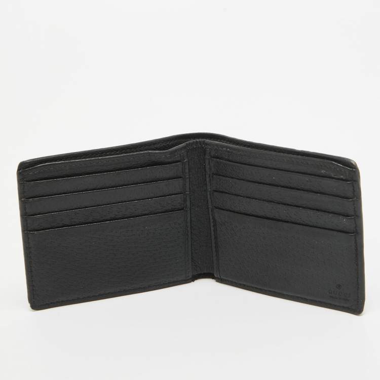 Pre Owned Gucci Black Leather Animalier Bifold Wallet