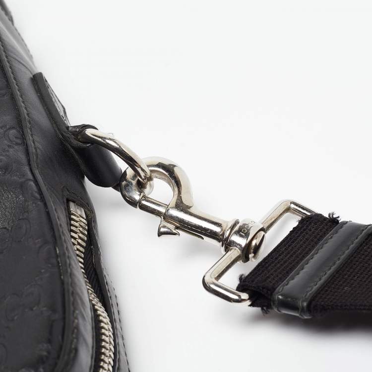 Pre Owned Gucci Black Guccissima Leather Briefcase