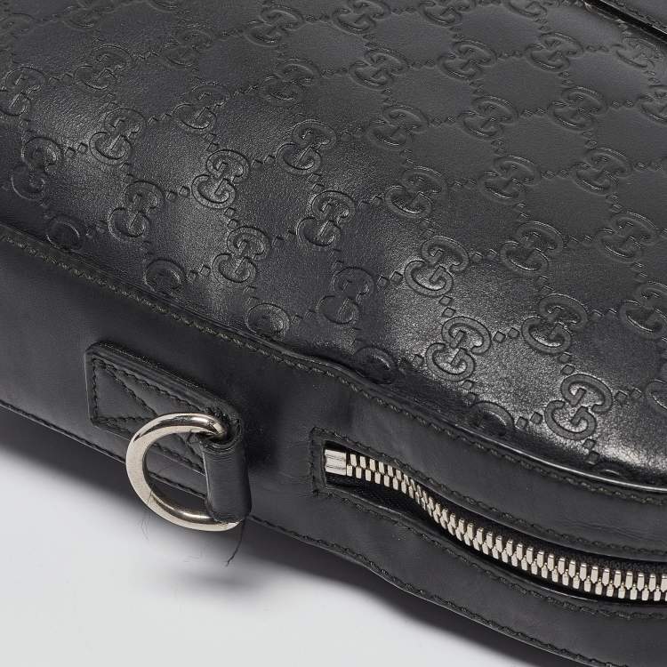 Pre Owned Gucci Black Guccissima Leather Briefcase